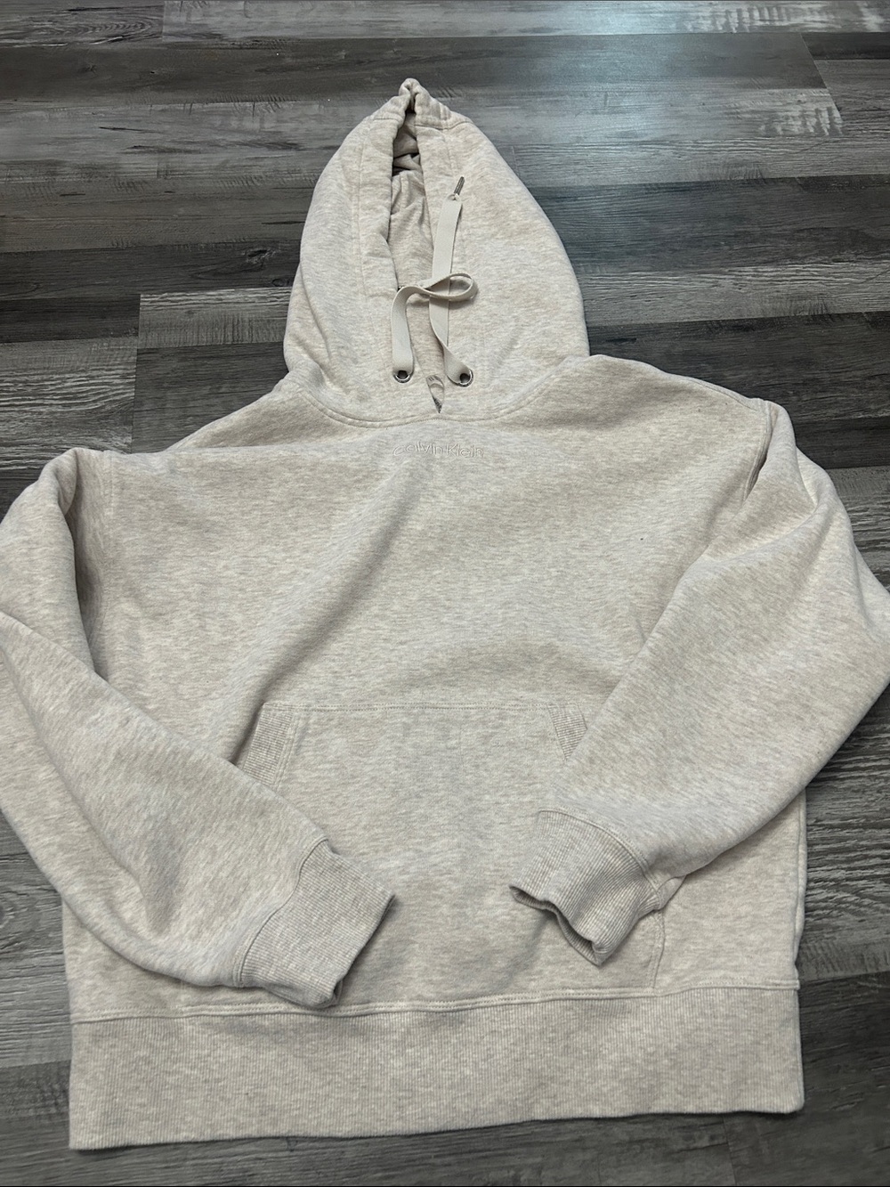 Calvin Klein Light Gray Hooded Pullover Sweatshirt
